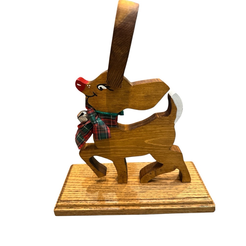 Vintage Rudolph Reindeer Shelf Sitter Christmas Decoration 11"Painted Wood